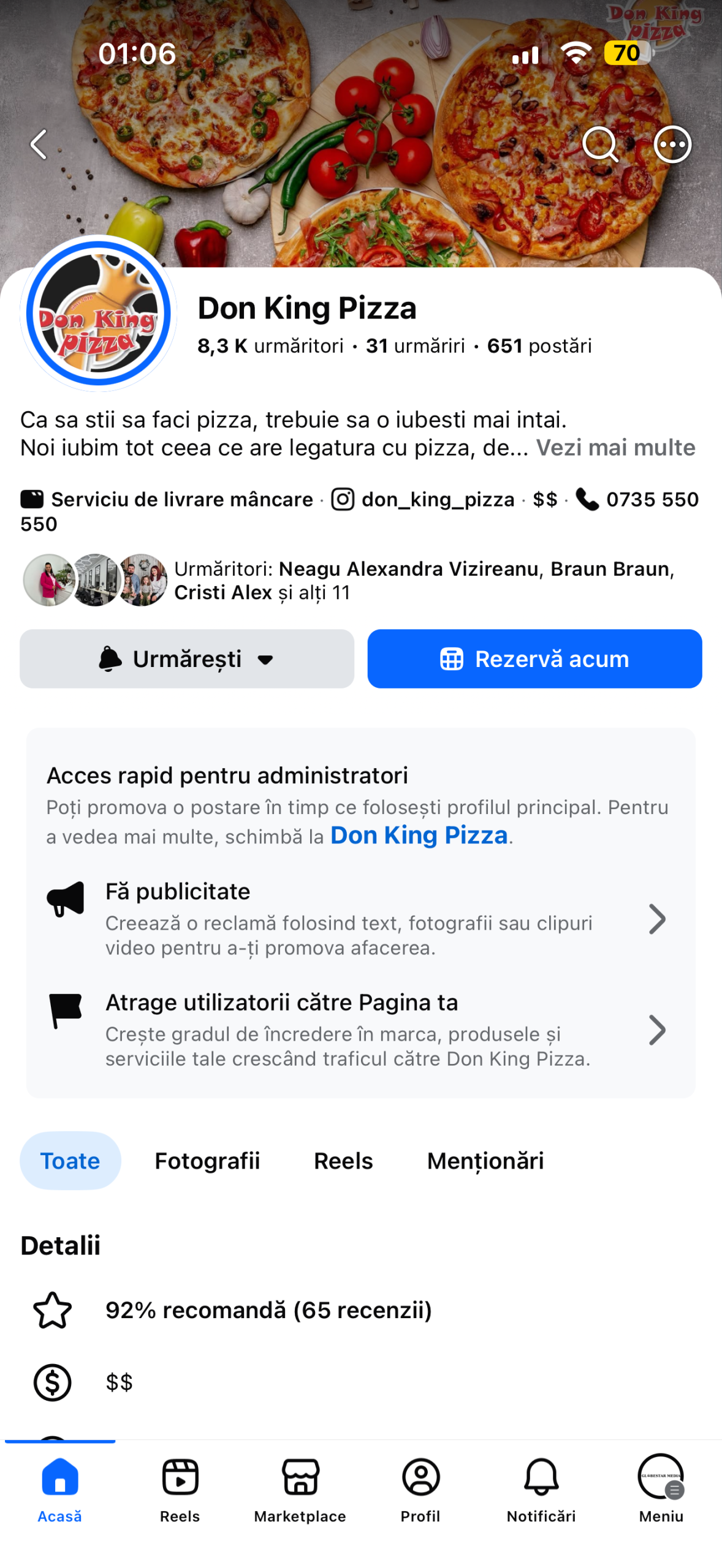 Pagina Facebook Don King Pizza gestionat de Globestar Media - social media management Oradea