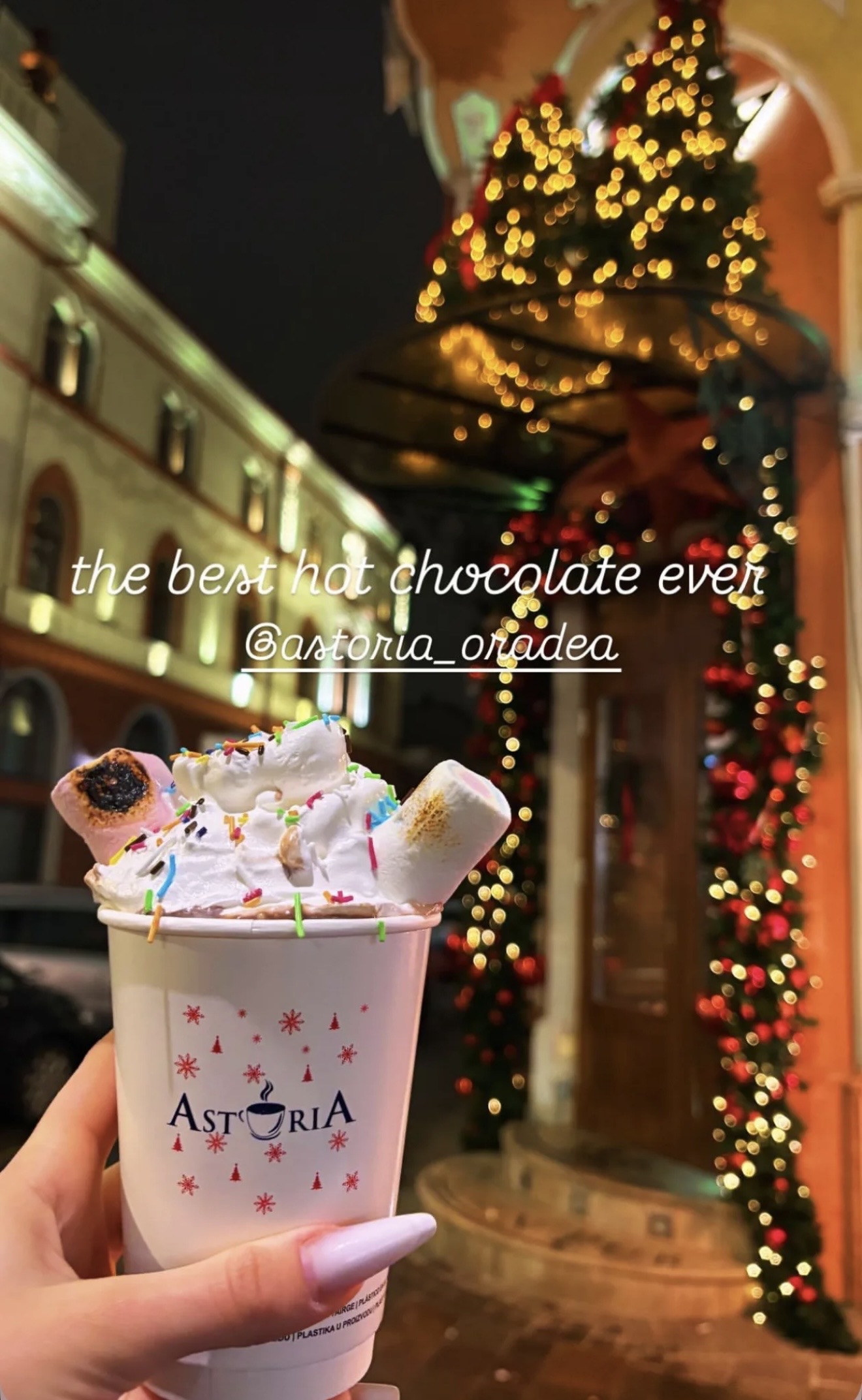 Story-uri Instagram de la clienți despre ciocolata caldă Restaurant Astoria - viralitate organică campanie Globestar Media