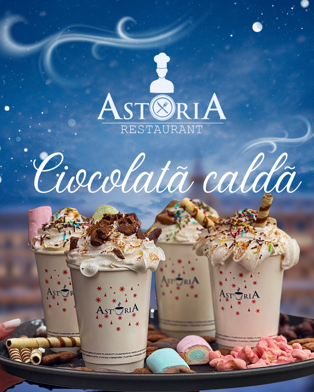 Banner campanie de sezon Stația de Iarnă Restaurant Astoria - identitate vizuală Globestar Media