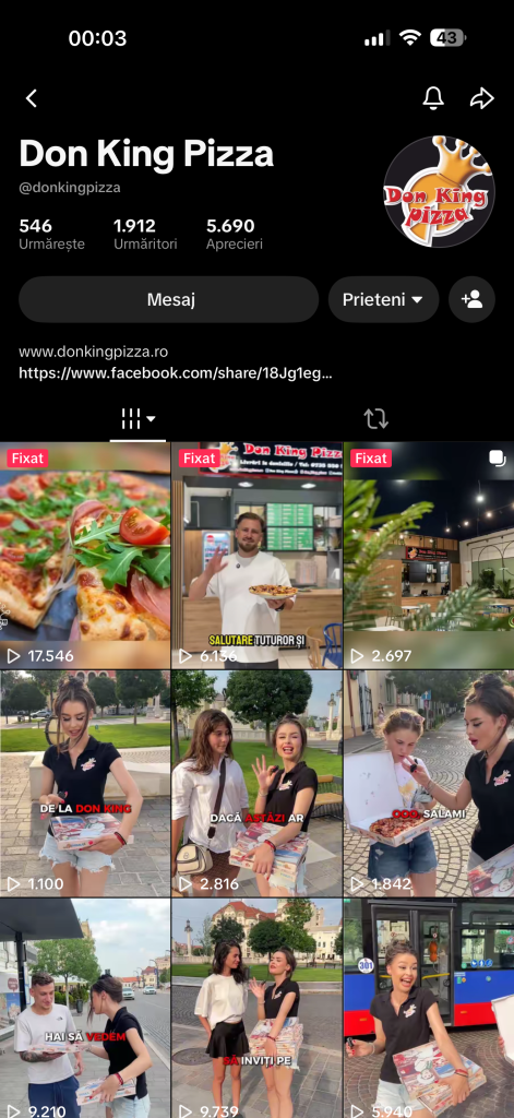 Cont TikTok Don King Pizza - conținut stradal viral, gestionat de Globestar Media